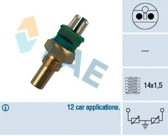 Антифриз Датчик температуры охлаждающей жидкости MB OM602 93-00 (2 конт.) (зеленый)  арт. 32510